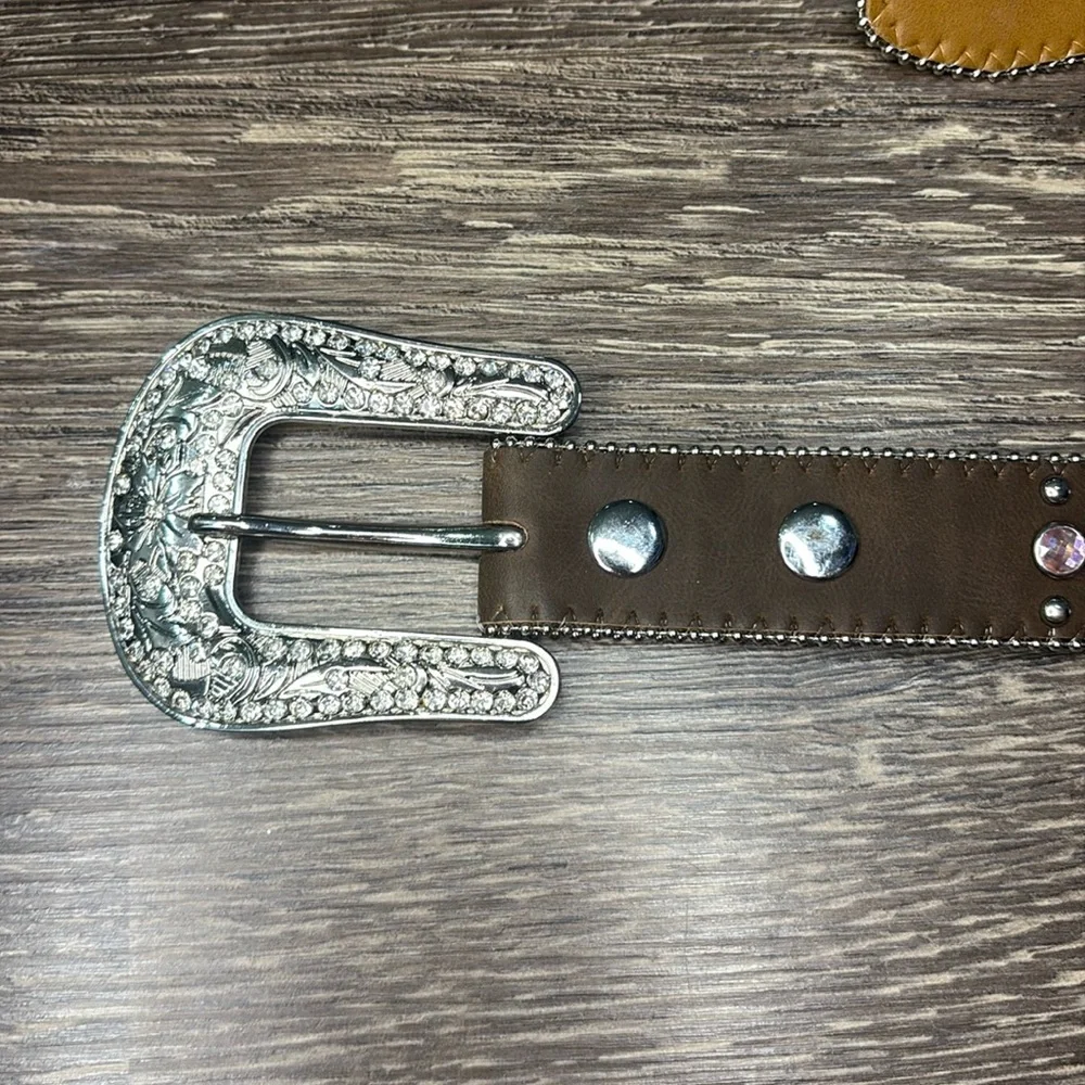 Western kids belt with Rhinestones pink cross belt
